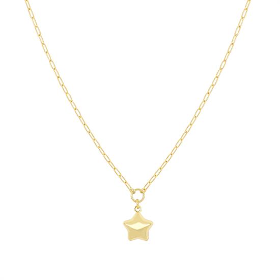 CATENA MAGLIA BATTUTA E STELLA PENDENTE IN ARGENTO 925°/°°