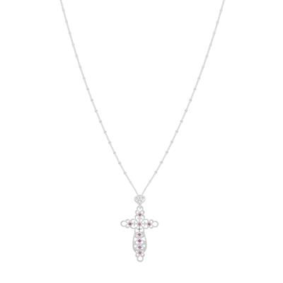 COLLANA CATENA DIAMANTATA E CROCE IN ARGENTO 925°/°°