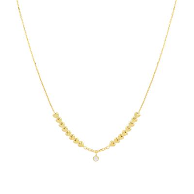COLLANA CUORICINI E ZIRCONE IN ARGENTO 925°/°°