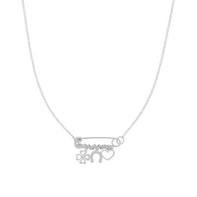 COLLANA SPILLA DA BALIA ED ELEMENTI PENDENTI IN ARGENTO 925°/°°