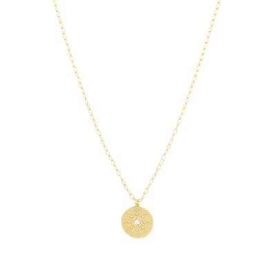 COLLANA MONETA PALLINATA E ZIRCONE IN ARGENTO 925°/°°