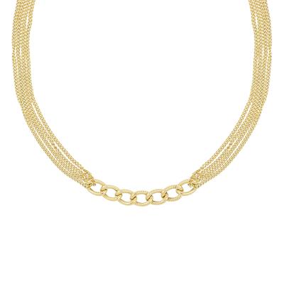 COLLANA MULTI FILI GROUMETTE E GROUMETTA GRANDE IN ARGENTO 925°/°°