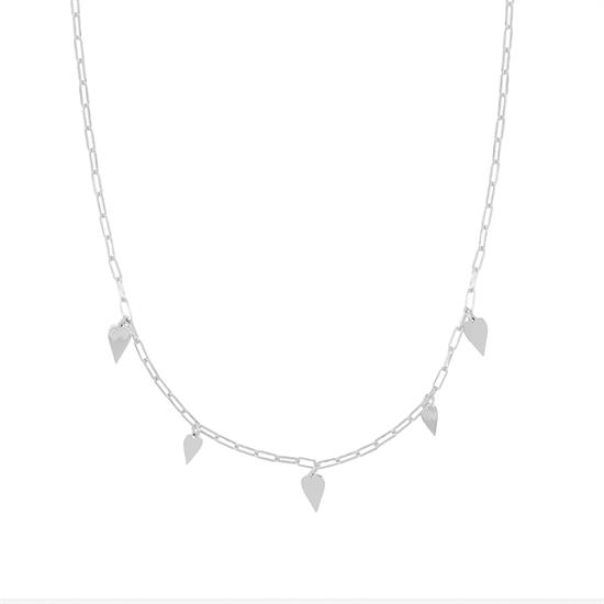 COLLANA CATENA BATTUTA MULTI CUORI LUNGHI IN ARGENTO 925°/°°