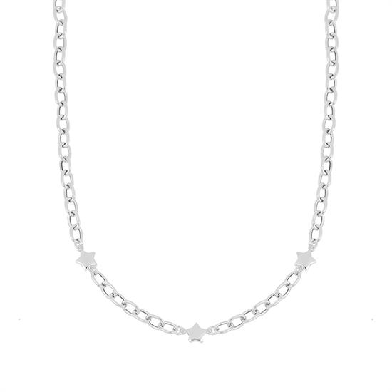 COLLANA MAGLIA BATTUTA CON STELLINE PASSANTI ARGENTO 925°/°°
