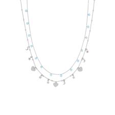 COLLANA DOPPIO FILO RODIO SOGGETTI LASTRA ARGENTO 925°/°° ZIRCONI