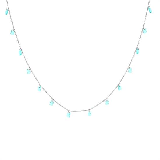 COLLANA RODIO CON ZIRCONI QUADRATI PENDENTI IN ARGENTO 925°/°°