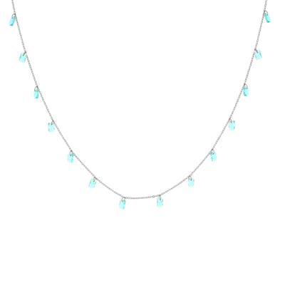 COLLANA RODIO CON ZIRCONI QUADRATI PENDENTI IN ARGENTO 925°/°°