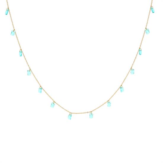 COLLANA DORATA CON ZIRCONI QUADRATI PENDENTI IN ARGENTO 925°/°°
