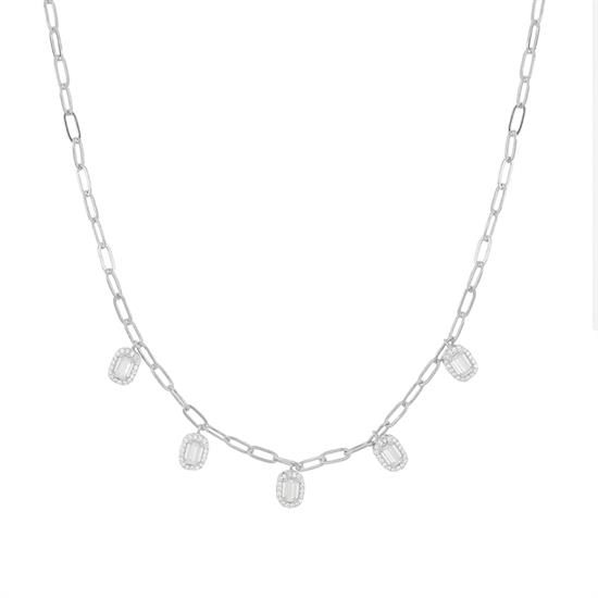 COLLANA CATENA BATTUTA E PENDENTI OVALI IN ARGENTO 925°/°°