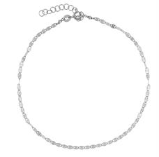 CAVIGLIERA CATENA MAGLIA OVALE DIAMANTATA IN ARGENTO 925°/°°