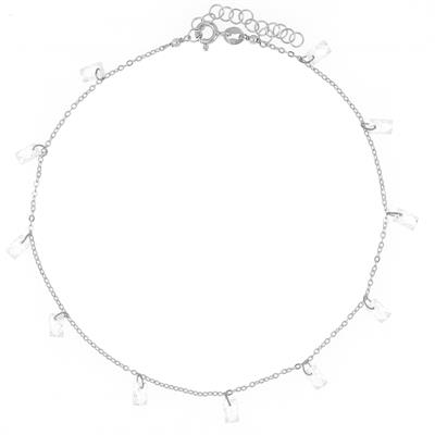 CAVIGLIERA RODIO CON ZIRCONI BAGUETTE PENDENTI IN ARGENTO 925°/°°
