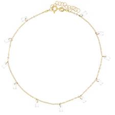 CAVIGLIERA DORATA CON ZIRCONI BAGUETTE PENDENTI IN ARGENTO 925°/°°