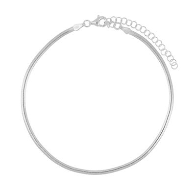CAVIGLIERA MAGLIA SNAKE PIATTA 3MM IN ARGENTO 925°/°°