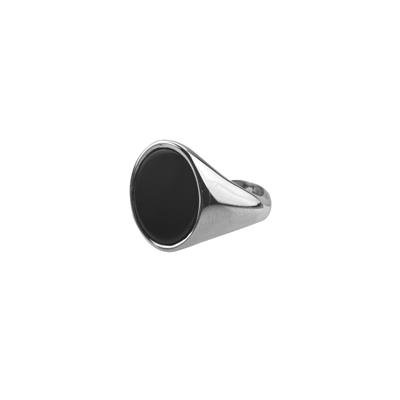 ANELLO OVALE SIGILLO MIGNOLO ONICE NERO IN ARGENTO 925°/°°