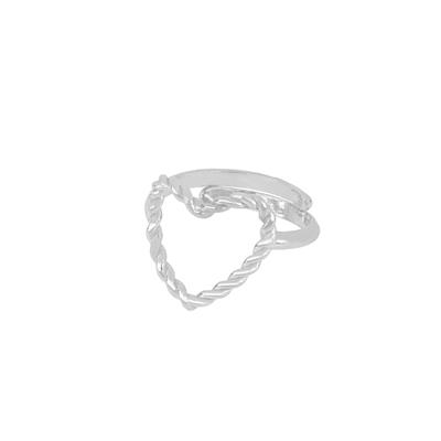 ANELLO FILO CUORE LAVORATO IN ARGENTO 925°/°°