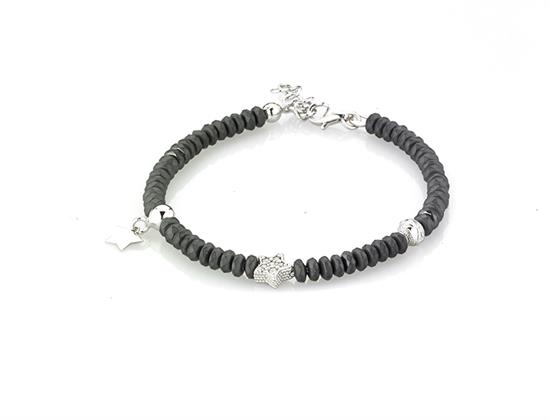 BRACCIALE STELLA EMATITE GRIGIA IN ARGENTO 925°/°°