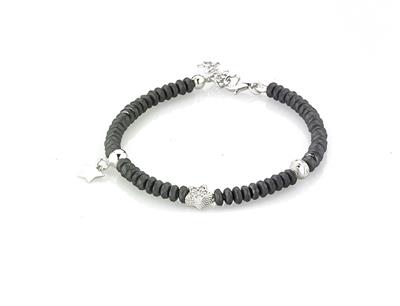 BRACCIALE STELLA EMATITE GRIGIA IN ARGENTO 925°/°°