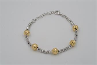 BRACCIALE PALLINO DORATO E RONDELLE IN ARGENTO 925°/°°