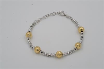BRACCIALE PALLINO DORATO E RONDELLE IN ARGENTO 925°/°°