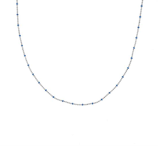 COLLANA PALLINO DIAMANTATO 45 CM RODIO IN ARGENTO 925°/°° SMALTO