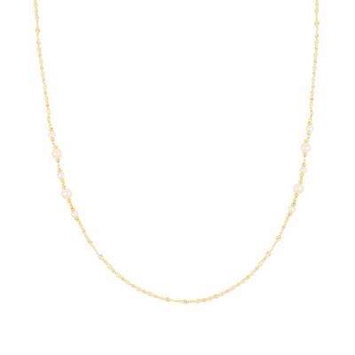 CATENA MAGLIA OVALE DIAMANTATA DORATA PERLE FIUME IN ARGENTO 925°/°°