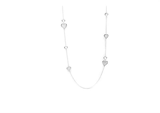 COLLANA LUNGA CON CUORI RICCIOLO IN ARGENTO 925 °/°°