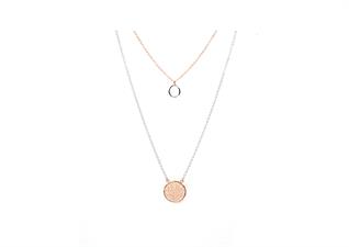 COLLANA DOPPIO CERCHIO CON RICCIOLO IN ARGENTO 925°/°°