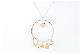 COLLANA SCARAMANTICA GRANDE CON CUORE IN ARGENTO 925°/°°