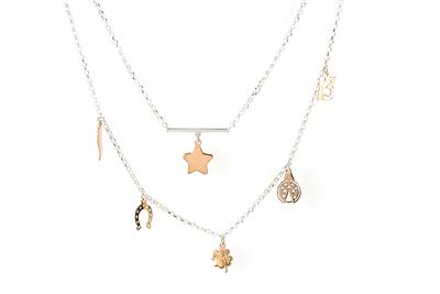 COLLANA SCARAMANTICA DOPPIA CATENA STELLA IN ARGENTO 925°/°°
