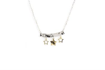 COLLANA BARRETTA MARTELLATA STELLA IN ARGENTO 925°/°°