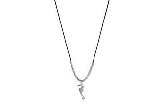 COLLANA IPPOCAMPO RODIO IN ARGENTO 925°/°° CORDINO
