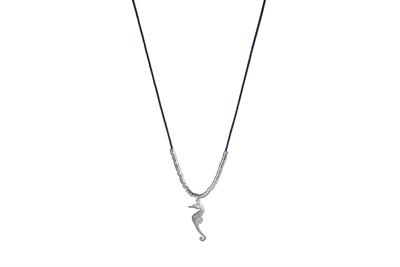 COLLANA IPPOCAMPO RODIO IN ARGENTO 925°/°° CORDINO