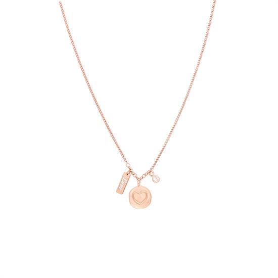 COLANNA TONDINO CUORE SATINATO LOVE E ZIRCONE IN ARGENTO 925°/°°