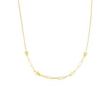 COLLANA ROLLO E MAGLIA OVALE CON STELLE ZIRCONE IN ARGENTO 925°/°°