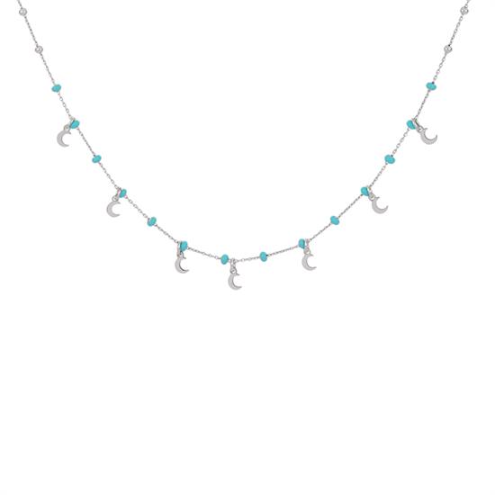 COLLANA RODIO MEZZA LUNA MICRO PENDENTI ARGENTO 925°/°° RONDELLE