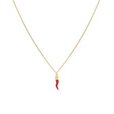 COLLANA GROUMETTA CORNO SMALTATO ROSSO CORONA RE ARGENTO 925°/°°