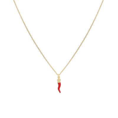 COLLANA GROUMETTA CORNO SMALTATO ROSSO CORONA RE ARGENTO 925°/°°