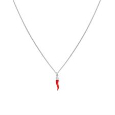 COLLANA GROUMETTA CORNO SMALTATO ROSSO CORONA REGINA ARGENTO 925°/°°