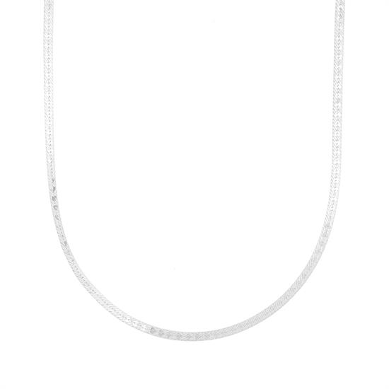 COLLANA MAGLIA SNAKE PIATTA CUORI IN ARGENTO 925°/°°