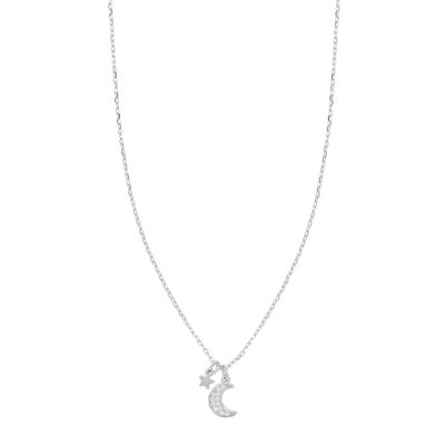 COLLANA MEZZA LUNA RODIO ARGENTO 925°/°° E ZIRCONI