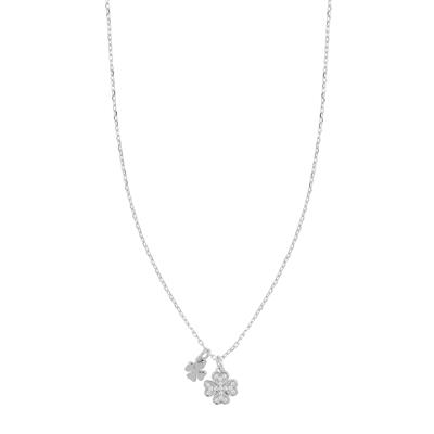 COLLANA QUADRIFOGLIO RODIO ARGENTO 925°/°° E ZIRCONI