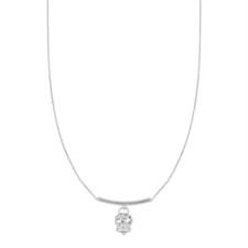 COLLANA BARRETTA CAMPANELLA TRAFORATA PICCOLA CZ W ARGENTO 925°/°°