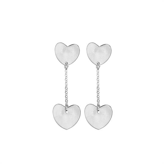 ORECCHINO CUORE LOBO E CATENA PENDENTE CON CUORE IN ARGENTO 925°/°°