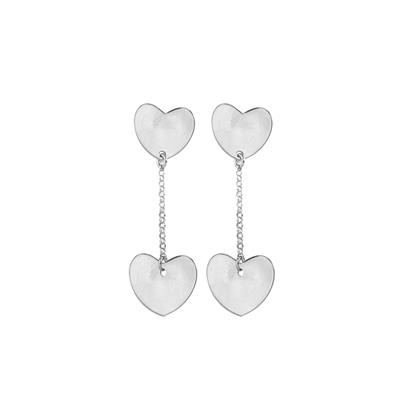 ORECCHINO CUORE LOBO E CATENA PENDENTE CON CUORE IN ARGENTO 925°/°°