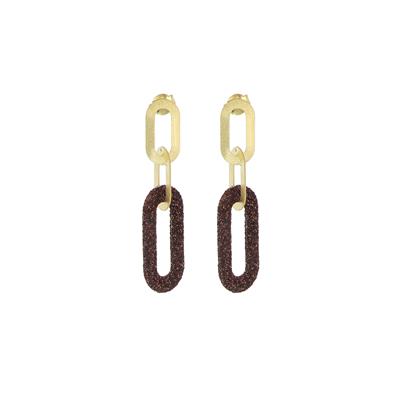 ORECCHINO MAGLIE OVALI SATINATE GOLD IN ARGENTO 925°/°° GLITTER