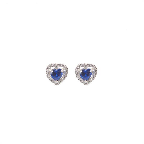 ORECCHINO ZIRCONE BLU CUORE IN ARGENTO 925°/°°