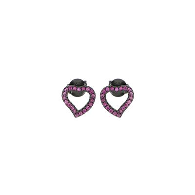 ORECCHINO CUORE TRAFORATO IN ARGENTO 925°/°° BLACK E ZIRCONI
