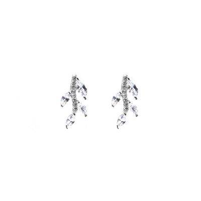 ORECCHINO FOGLIA ZIRCONATO IN ARGENTO 925°/°°