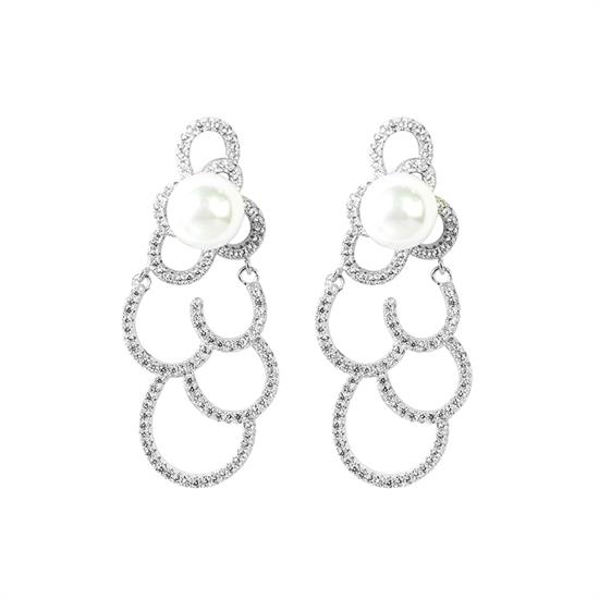 ORECCHINO PENDENTE PERLA E CERCHI ZIRCONATO IN ARGENTO 925°/°°