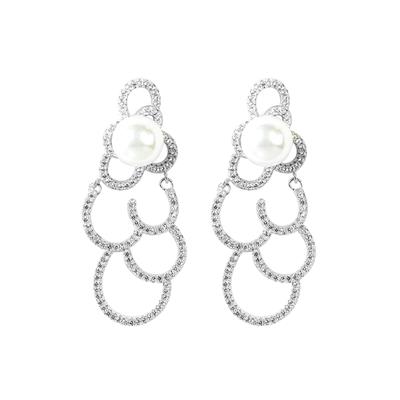ORECCHINO PENDENTE PERLA E CERCHI ZIRCONATO IN ARGENTO 925°/°°
